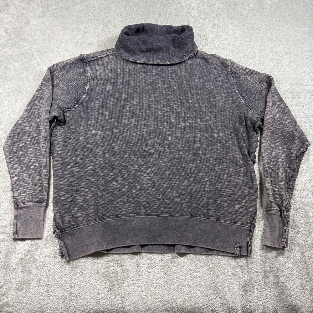 Free People We The Free Timmy Turtleneck Sweater Womens XS Gray Washed Knit Boxy